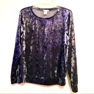 MATTY M Bluish Grey Crushed Velour athleisure top